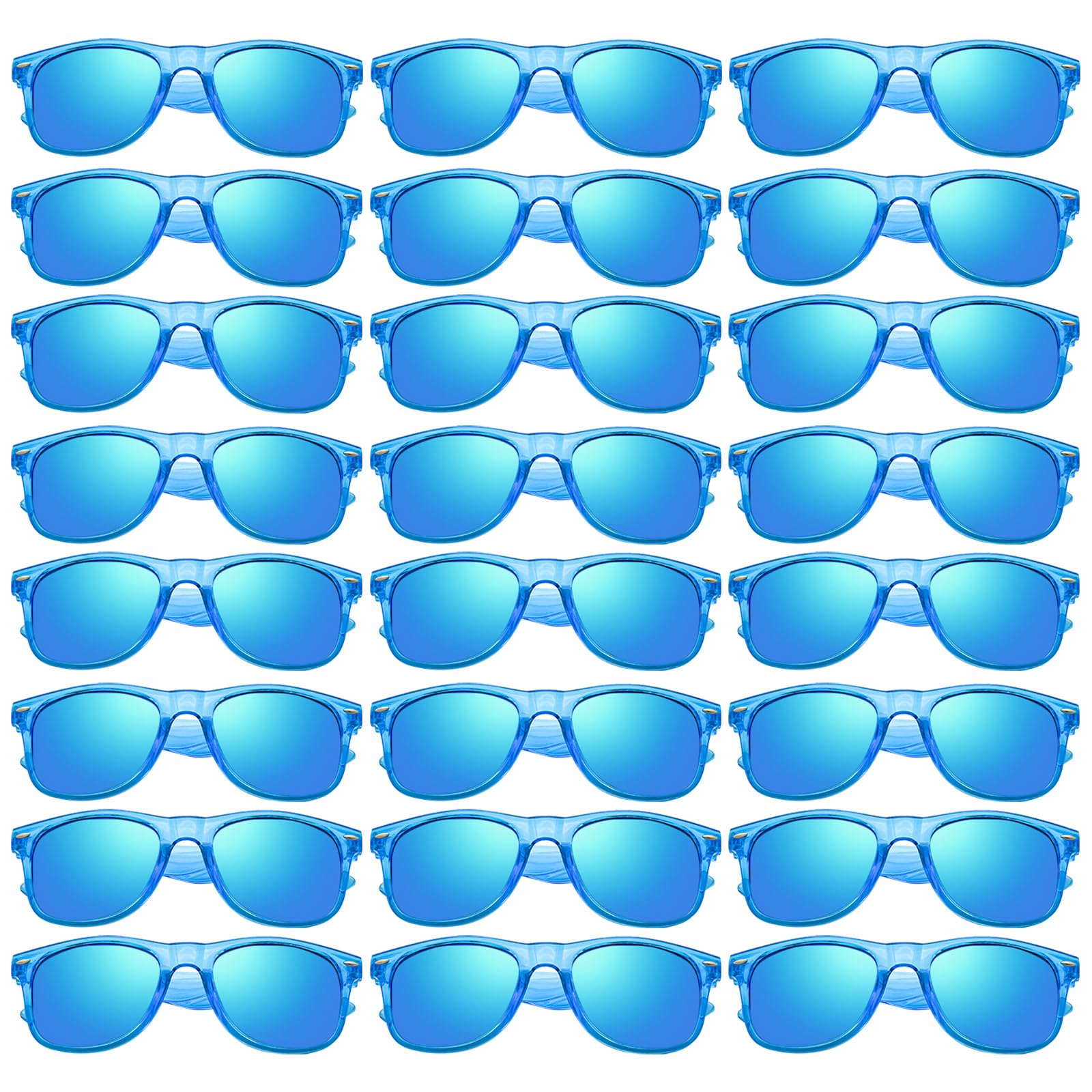 12/24 Stück Großhandel 80er 90er Retro Neon Party klarer Rahmen bunt verspiegelte Sonnenbrille Bulk für Männer Frauen