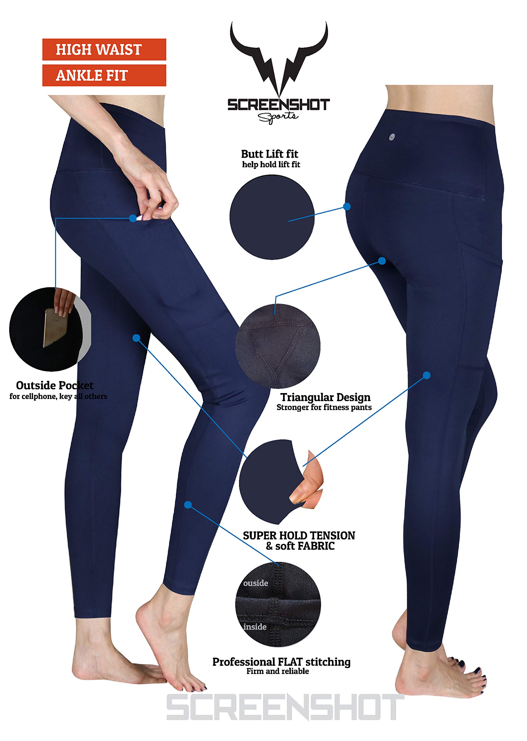 SCREENSHOT-L81903 Women High Waist Out Pocket Ankle Fit Yoga Pants - Tummy Control 4-Way Stretch Leggings-MR/NV-Large