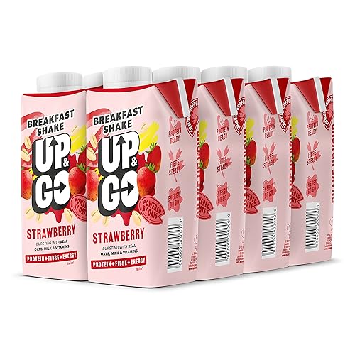 UP & GO Breakfast Drink - Strawberry & Banana, High Protein, Calcium & Fibre (330ml x 8 Bottles) - 2.64 l (Pack of 1)