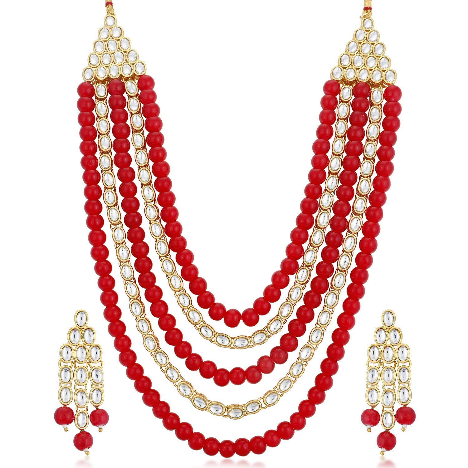 Sukkhi Astonish Gold Plated Wedding Jewellery Kundan Long Haram Necklace Set for Women (N73514_D1) (B07WM1DW4K) Amazon Price History, Amazon Price Tracker