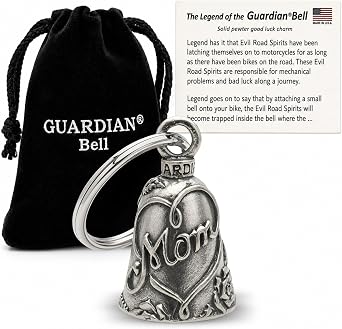 Guardian Bell Good Luck Bell w/Keyring & Black Gift Bag | Motorcycle Bell | Pewter | Good Luck Gift | Bike Bell | Made in USA