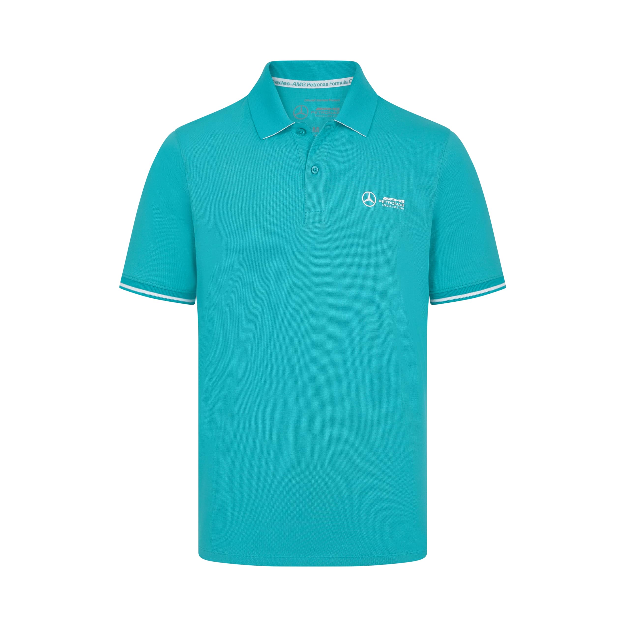 Mercedes AMG Petronas Polo F1 pour Hommes avec Logo de l'équipe en 3D - Bleu Turquoise - Taille: M