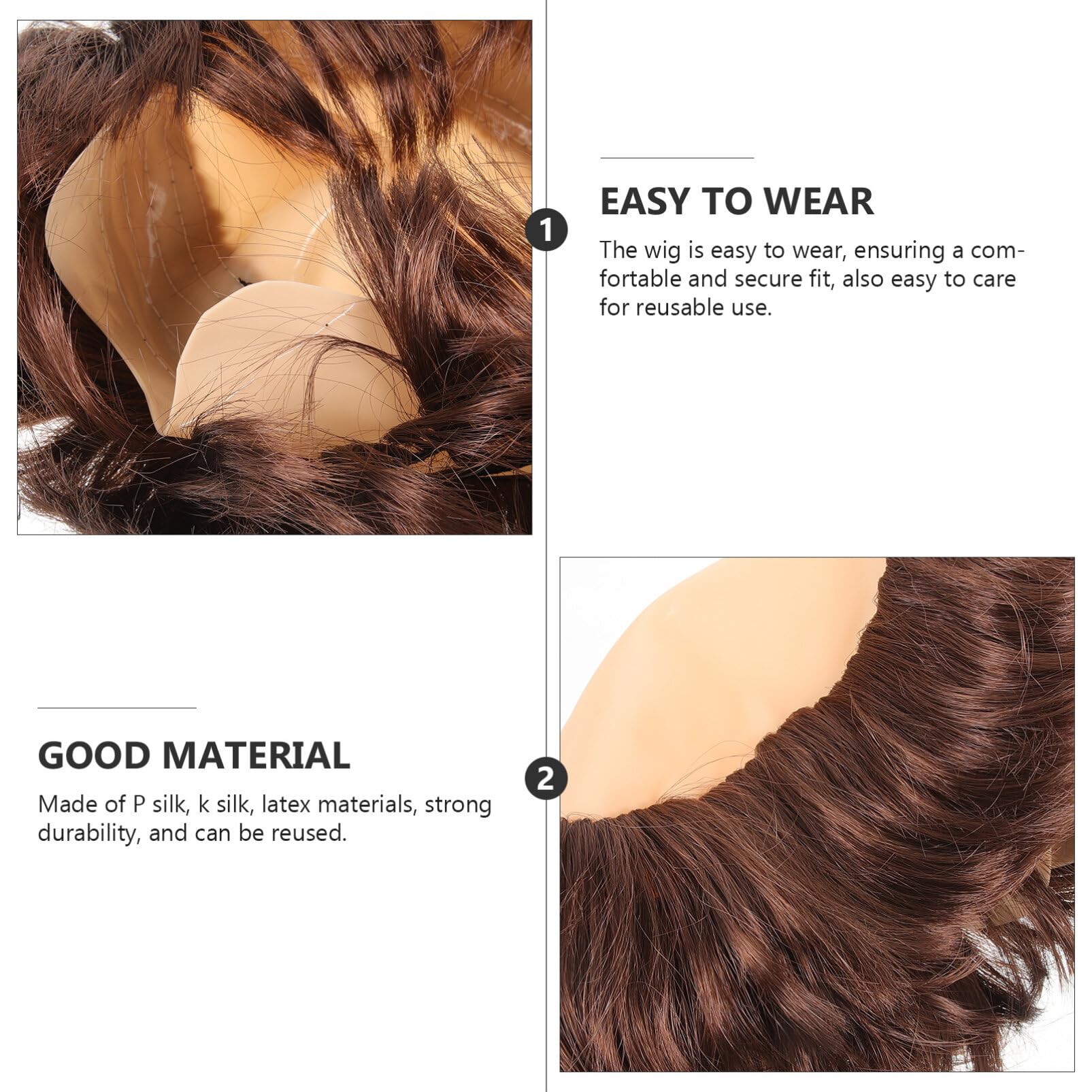 Friar Tuck Monk Wig with Bald Cap - Classic Medieval Tonsure Style Hair for Adults, Brown, 30x30cm - Image 2