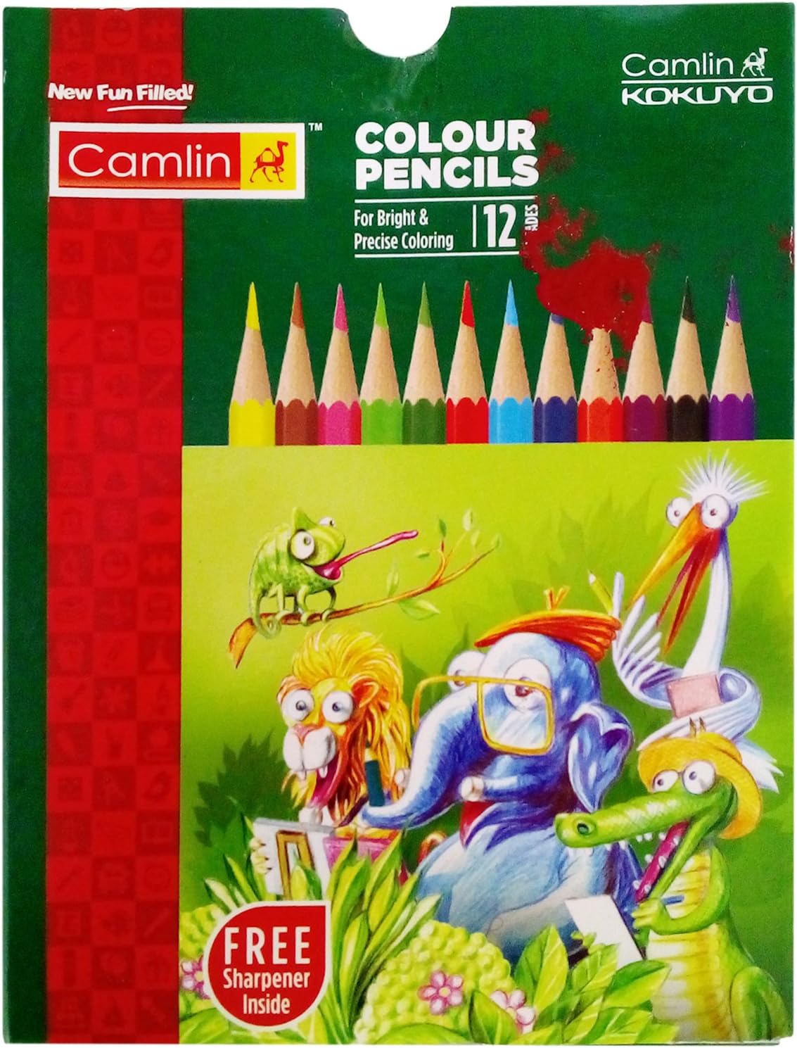Camlin KokuyoHalf Hexa Plus Sharp Colour Pencils-88 Mm,Set Of 12,Multicolor
