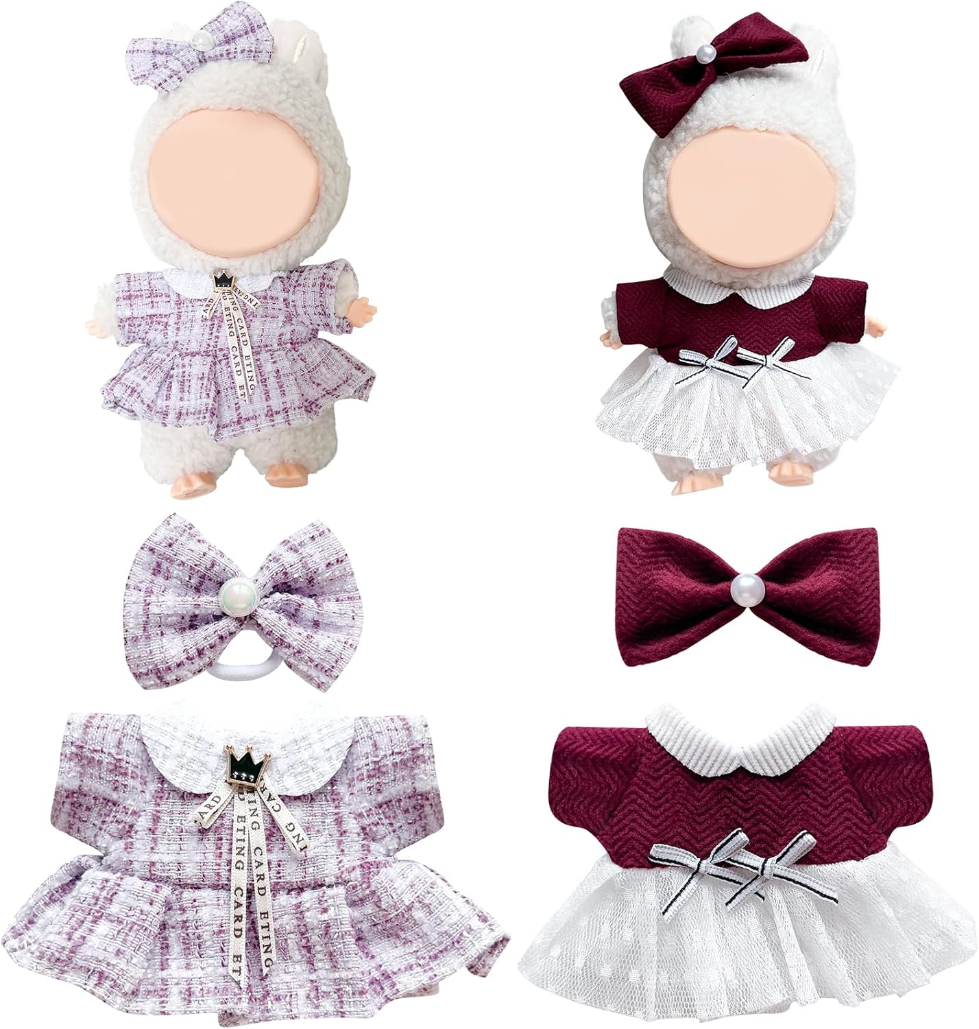 （Durable） 4 Pcs Doll Clothes for Labubu (No Doll),Clothes Set Accessories for 15/17 cm Dolls, Beautiful & Fashionable Dresses and Clothes for Labubu