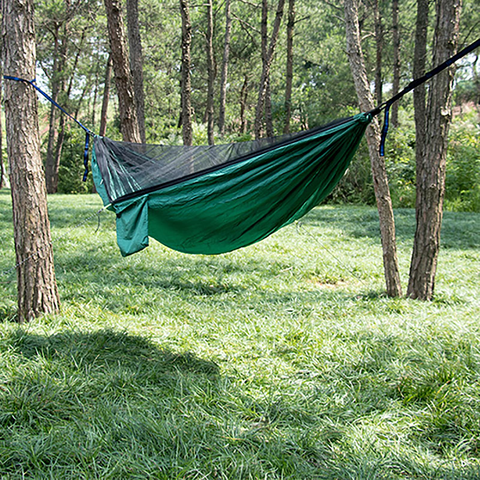 amaca da campeggio, con rete 290 x 140 cm campeggio capacità di carico 300 kg paracadute in nylon traspirante portatile