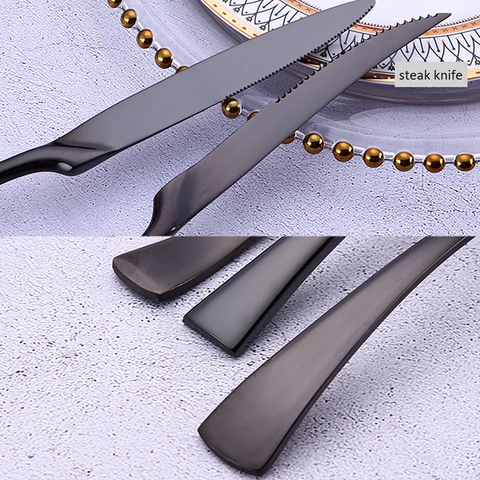 Besteckset Besteck Set Schwarz Edelstahl, Elegant, Klassisch, Langlebig, Im Lieferumfang Sind Ein Messer, Eine Steakgabel Und Ein Löffel Enthalten Für Zuhause, Hotel, Restaurant (20pcs)