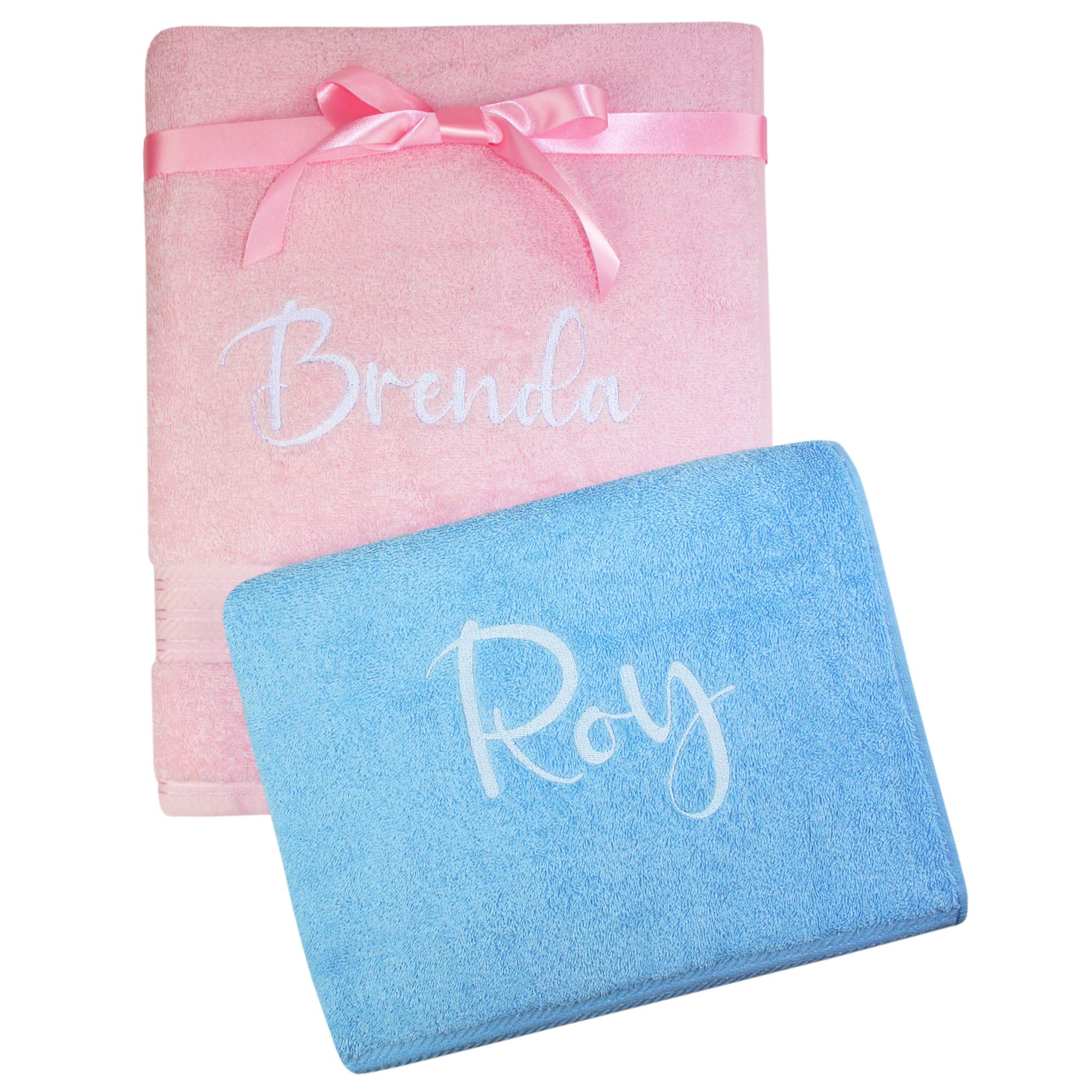 TeddyTs Personalised His & Hers Contrast Coloured Bath Towels Gift Set