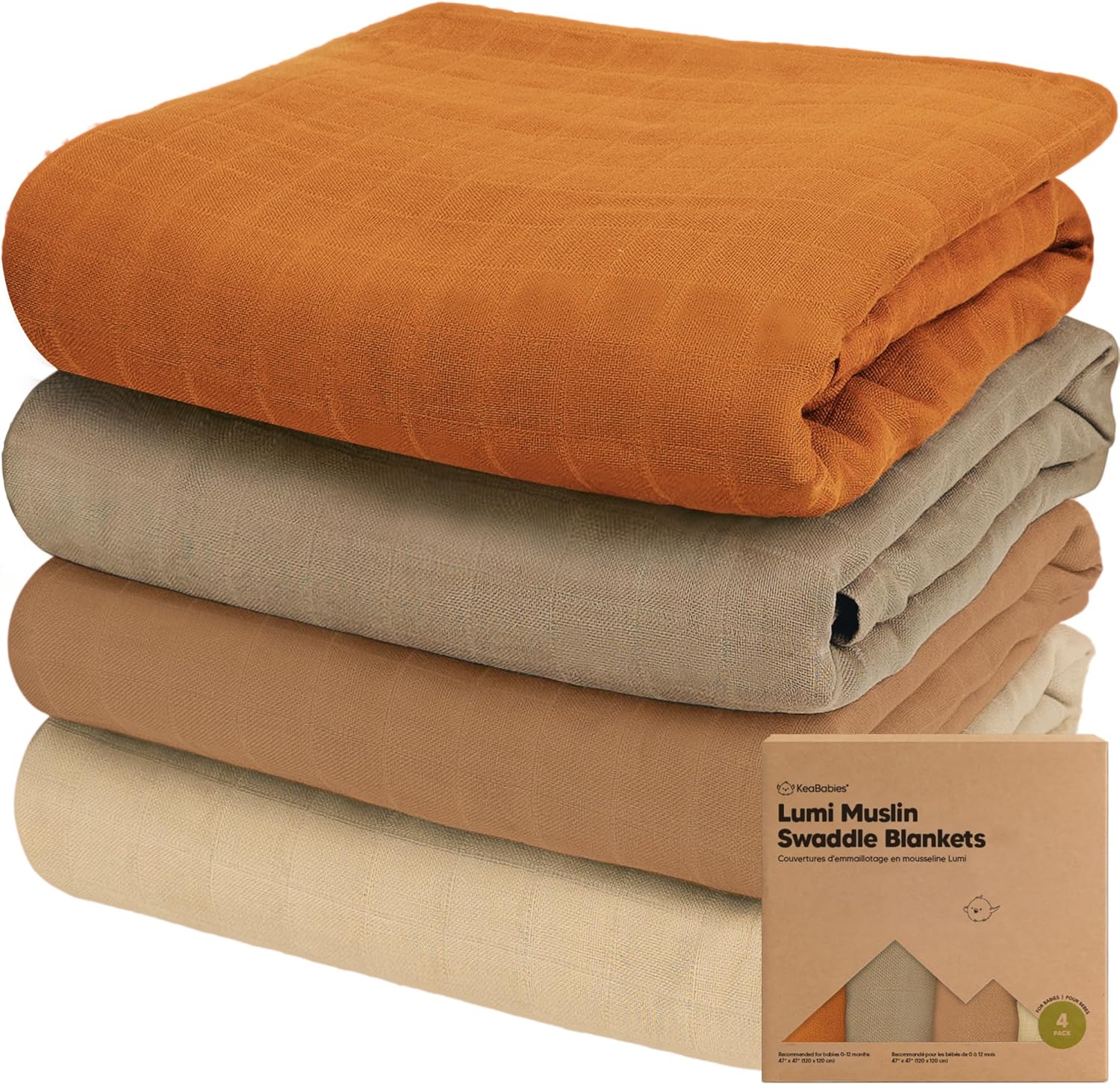 4Pack Muslin Swaddle Blankets for Baby Boys, Girls