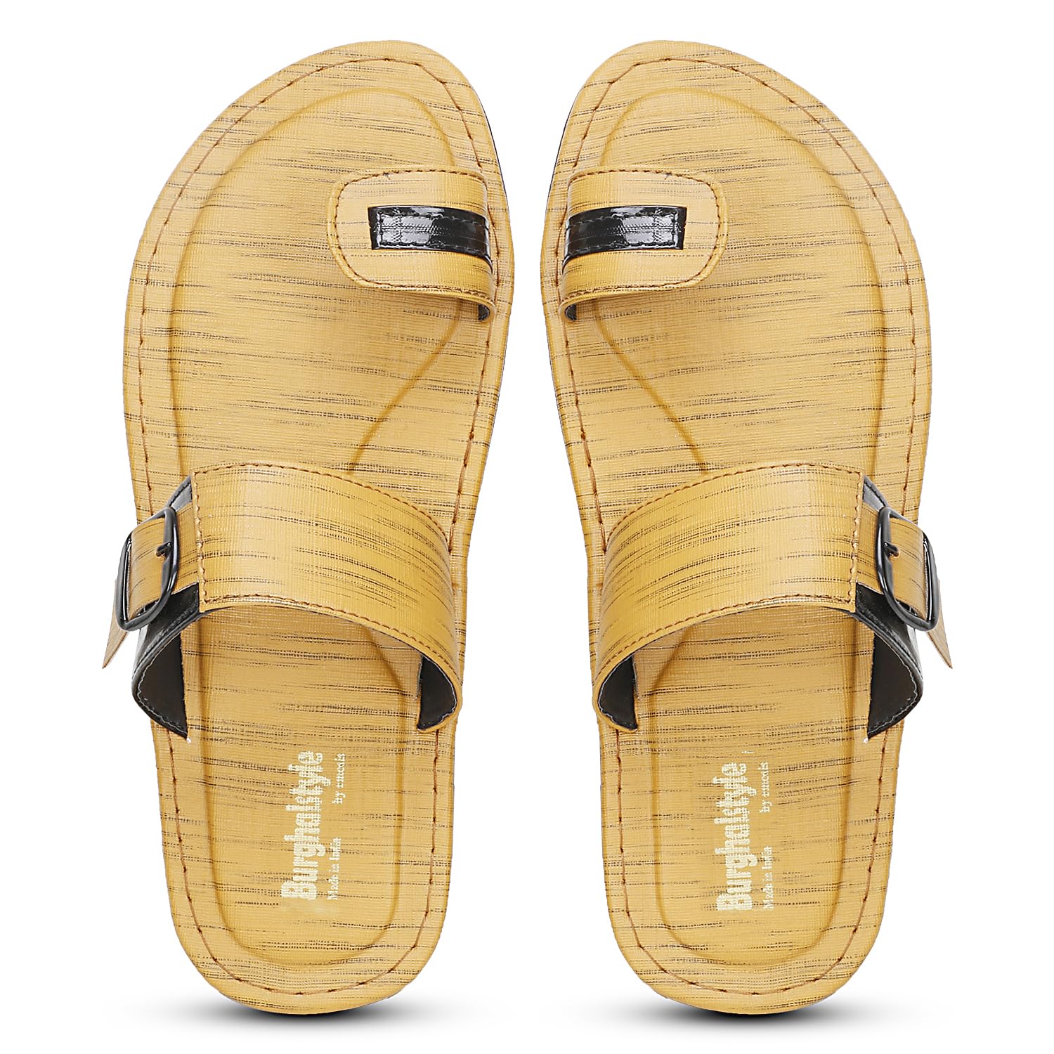 Mens Faux Leather Slipper - Flat Chappal cum Thong Sandal - For Daily Use Outdoor Indoor Formal Office Home Ethnic Casual Wear BZ0547 (Yellow, 8) (B0D2W4Z165) Amazon Price History, Amazon Price Tracker