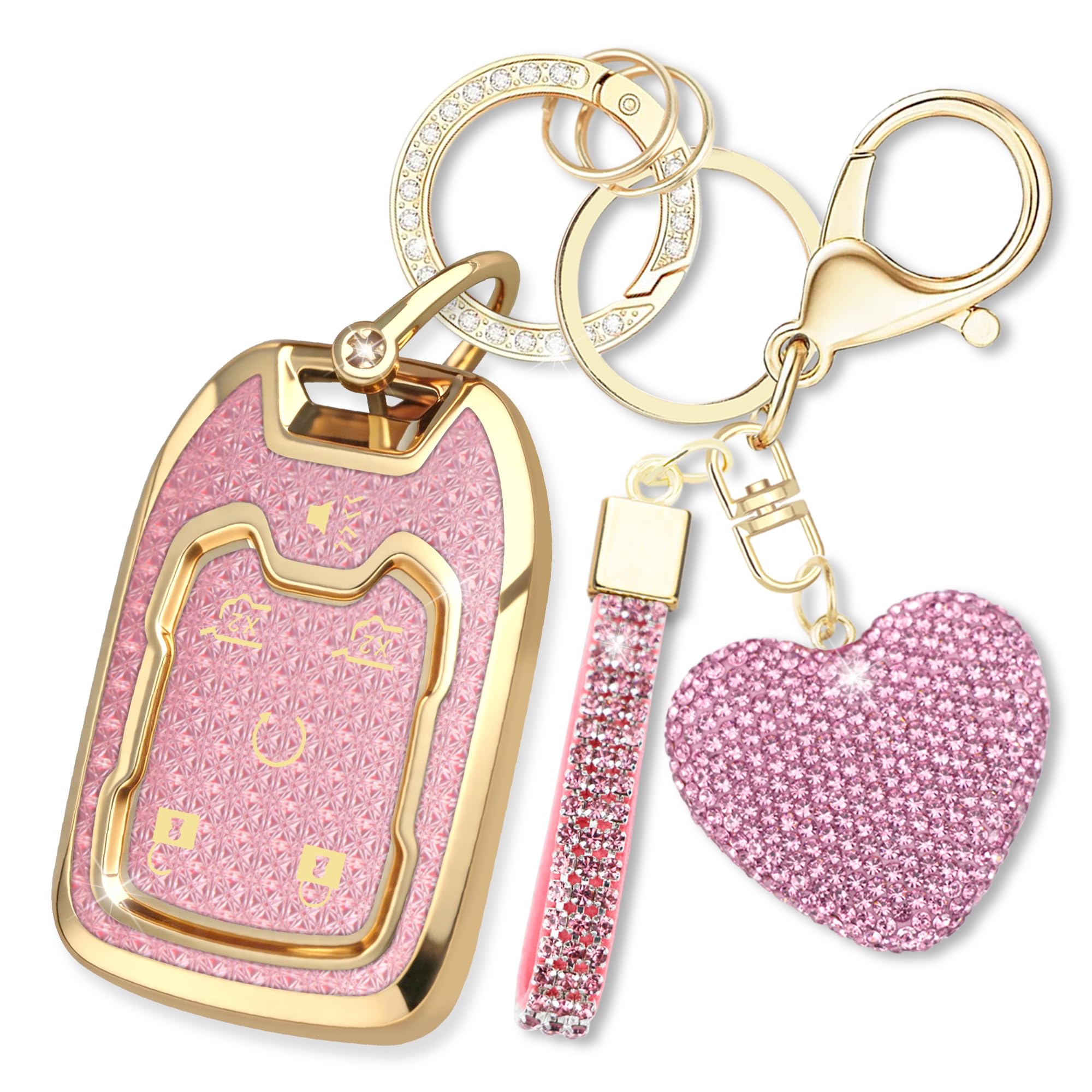 Photo 1 of Simocky Key Fob Cover for Chevy GMC 6 Buttons - Pink