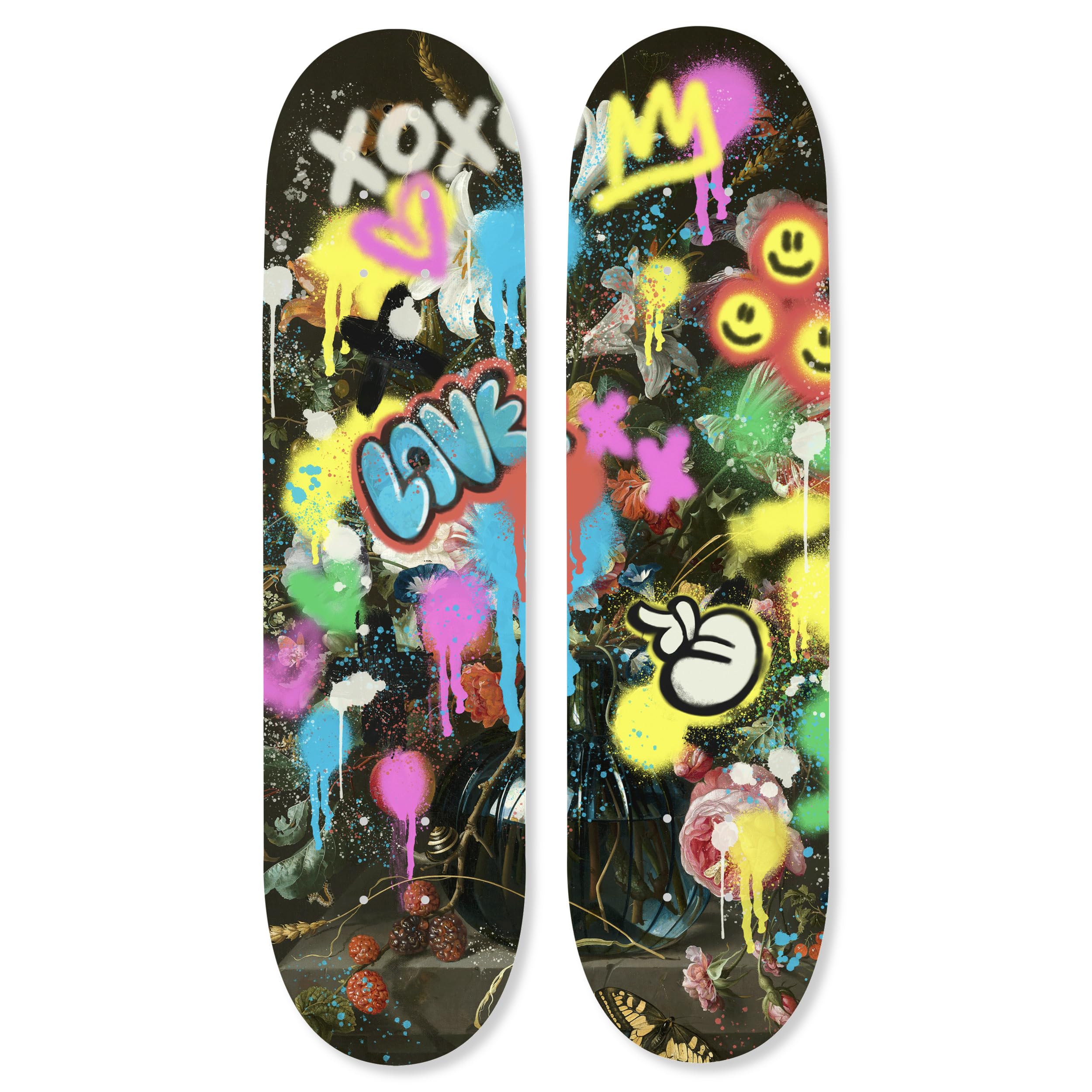 Urban Graffiti Acrylic Wall Art Die-Cut Easy-to-Hang 2 Panel 8 x 32 Classic Graffiti Skateboard Set