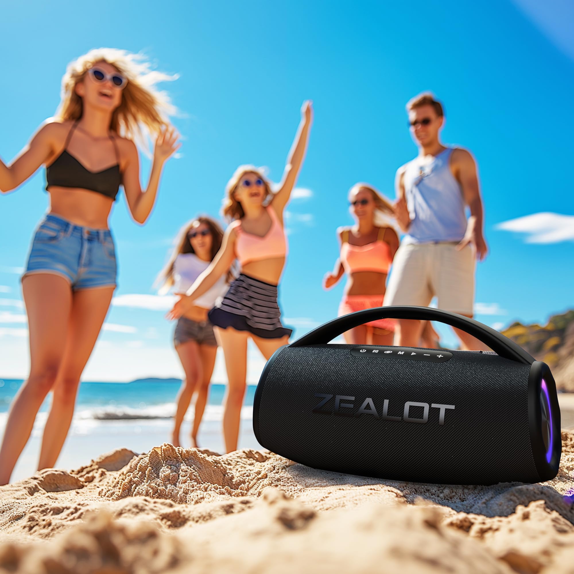 ZEALOT Bluetooth Speaker, 90W Portable Speaker Loud with Booming Bass, DSP, IP67 Waterproof Outdoor Speaker, Wireless, PowerBank, Bluetooth 5.2, Large Bluetooth Speaker for Camping, Beach, Gift