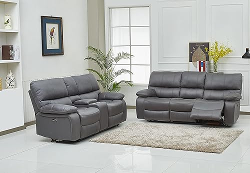 Miniatura 10 de Betsy Furniture Juego de sofá reclinable eléctrico de microfibra 8007 (color pardo, sofá eléctrico+sofá biplaza)