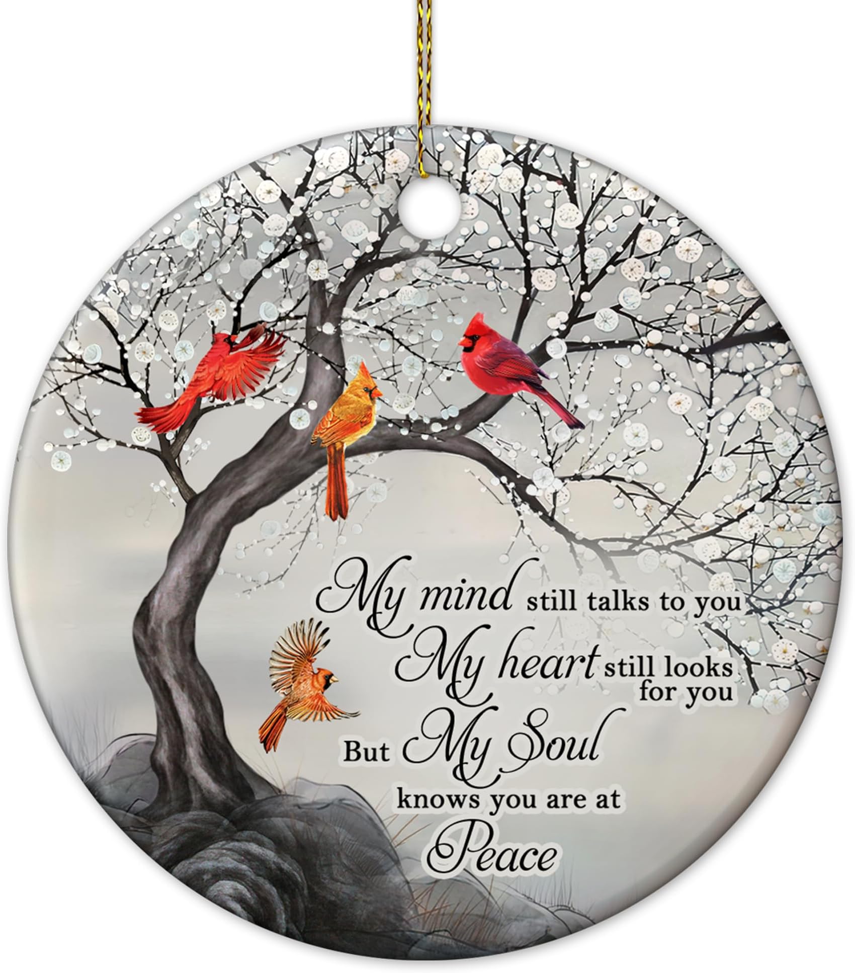 HYTURTLE My Mind Still Talks to You Cardinal Circle Ceramic Ornament - Memori...