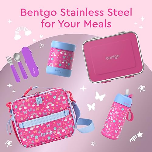 Miniatura 22 de Bentgo Lonchera de acero inoxidable resistente a fugas para niños, 3 compartimentos con recipiente de silicona adicional, duradera, ecológica, apta
