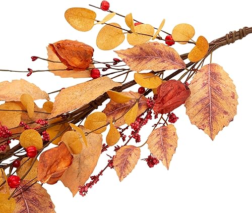 Miniatura 3 de Guirnalda de otoño de 5 pies, guirnalda de hojas artificiales de otoño, cosecha, festival, decoración de otoño con hojas de otoño y grosellas para