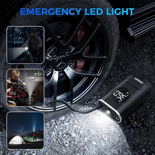 Miniatura 9 de ZGZUXO Inflador de neumáticos inalámbrico e inflador de neumáticos DC 12V, compresor de aire portátil para neumáticos de automóvil, bomba de aire de