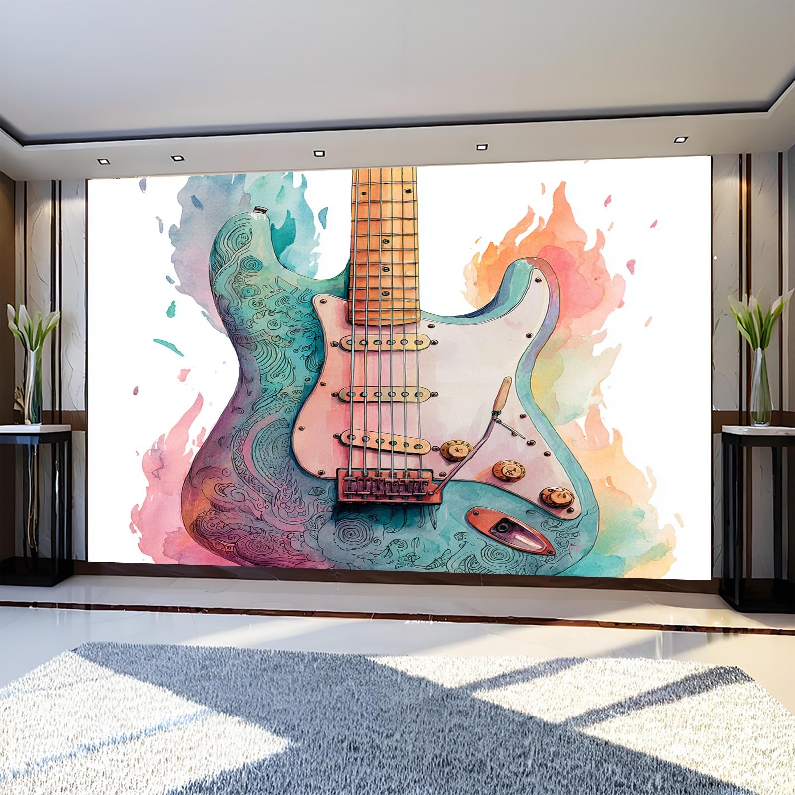 Strumenti Musicali Carta da parati Musica chitarra elettrica Fotomurali Murale 300x210 cm TNT Decorazione da Muro Poster Gigante Carta per Pareti Soggiorno Camera da Letto Sala TV Divano