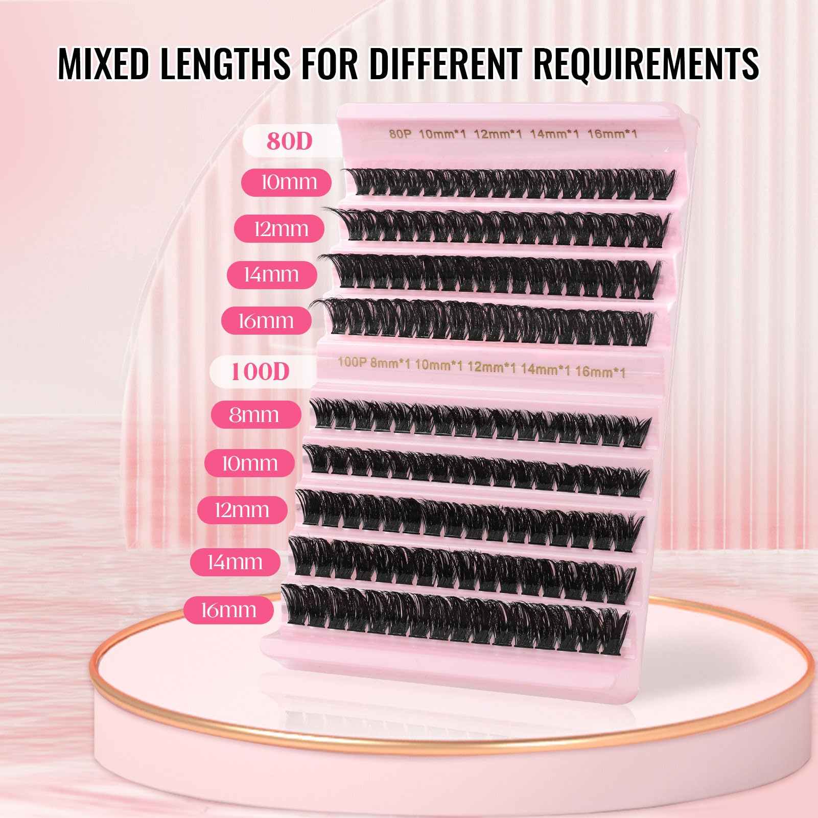 Sixstarhair Individual Eyelashes 80D+100D Thick Cluster Lashes with Bond and Remover Fluffy Cluster Lashes Kit 8-16mm Dramatic DIY Eyelash Extension Kit - Image 2
