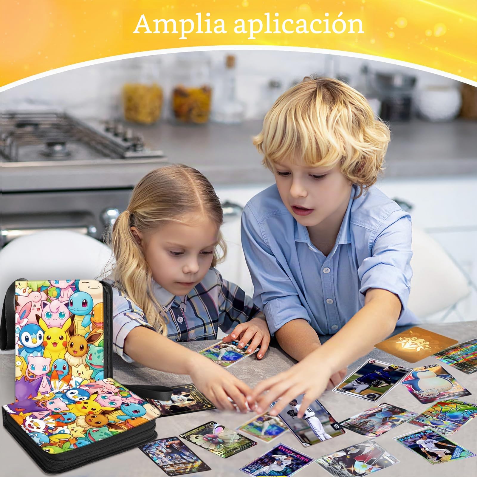 Álbum para cartas coleccionables, álbum de 4 bolsillos de cuero PU, álbum para cartas con capacidad para 400 cartas, 50 páginas, impermeable, carpeta para tarjetas, libro organizador, funda para