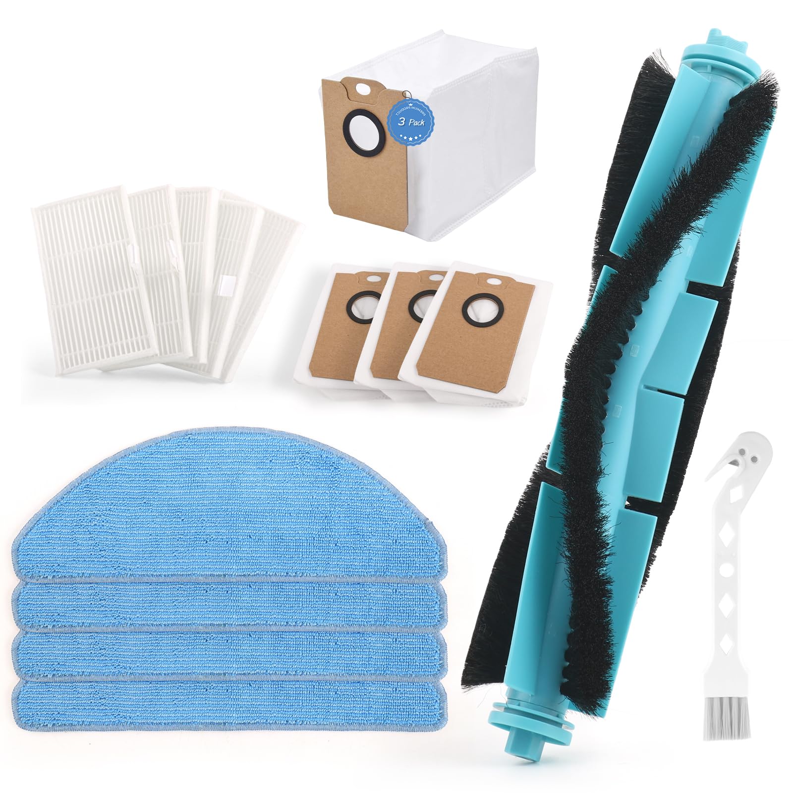 RongZy Repuestos para Cecotec Conga 7490 Immortal, 8290 Immortal Ultra Power Home Genesis X-Treme Accesorios,1 Cepillo Principal, 3 Bolsas Polvo,4 Paños Fregado,5 Filtro Hepa Replace