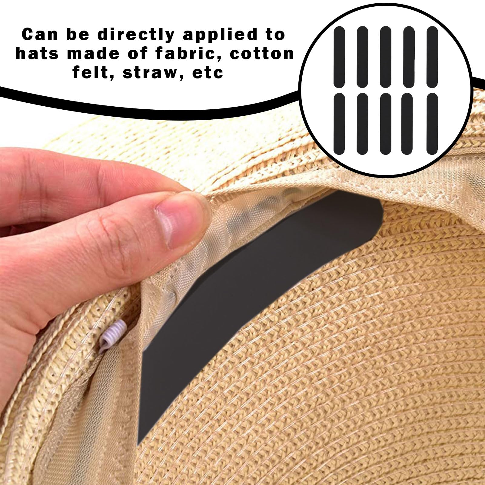 10 Riduttori Per Cappelli In Spugna Adesiva - Inserti Per Ridurre La Taglia Di Berretti E Cappelli - Bianco E Nero - 6