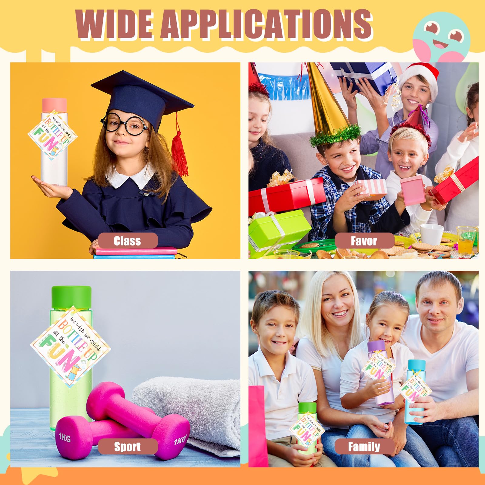 Sport-Trinkflasche für Kinder, Großpackung mit Karten, 500 ml, tragbar, klein, wiederverwendbar, für Studenten, Abschlussfeier, Schule, Party, Gastgeschenk, Klassenzimmer, Preise, Goodie