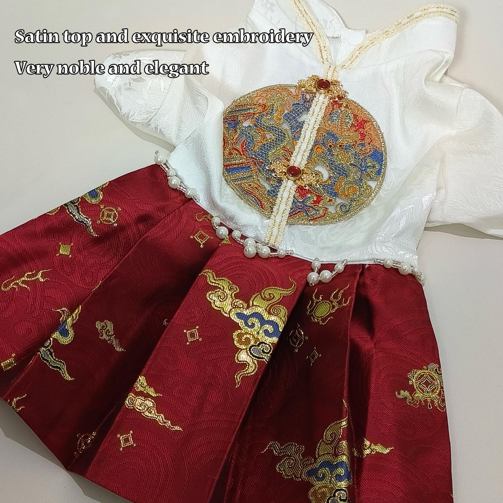 SEIS New Year Dog Horse-Faced Skirt Red Cat Cheongsam Dress Winter Pet Clothes Christmas Costume for Cats Teddy Bichon Small Medium Dogs (XL (Chest Circumference 21.6in))