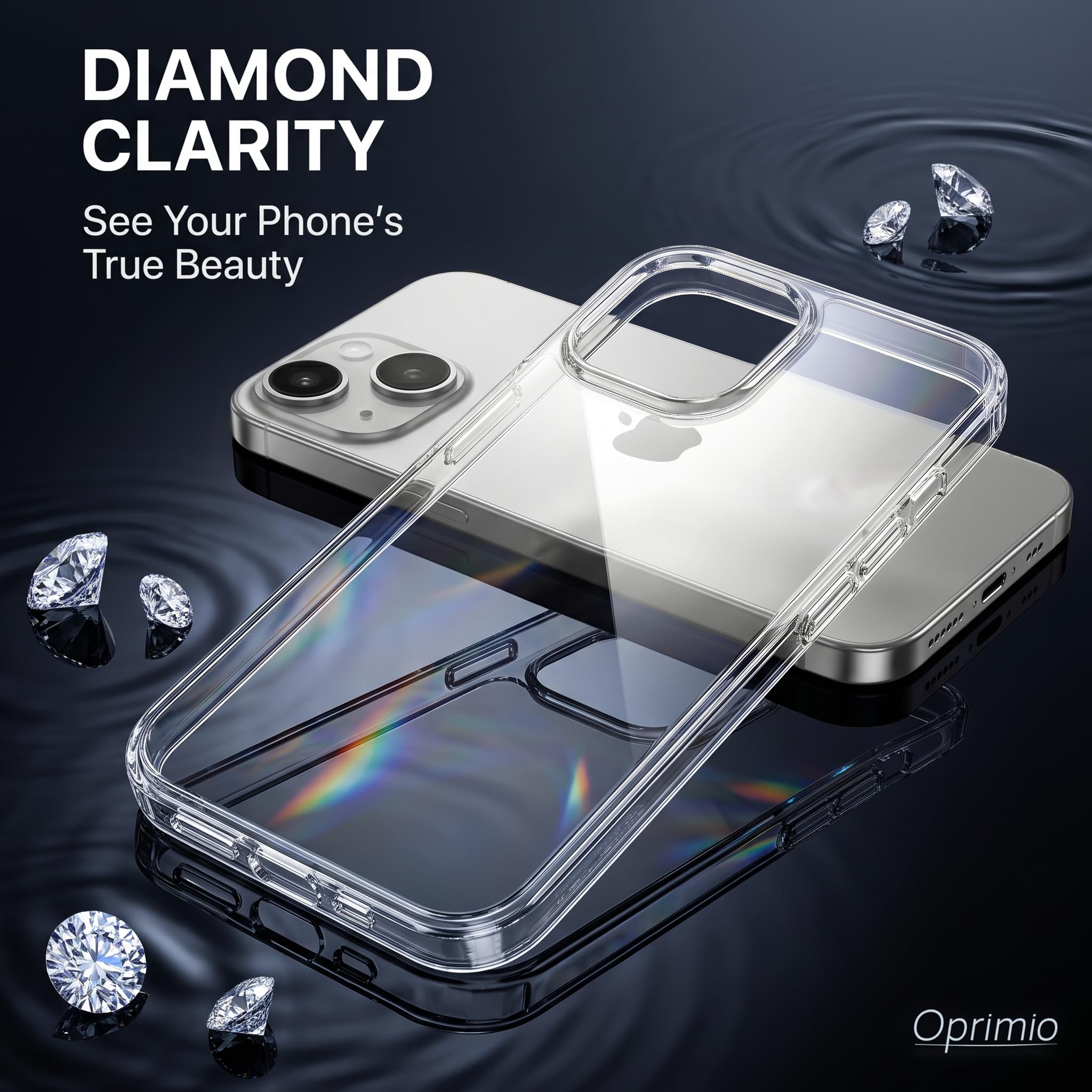 Oprimio kryształowo czysta osłona na iPhone 14 [osłona z silikonu] [100% przezroczysta] [niemiecki materiał] [ultra cienka] przezroczysta osłona na telefon komórkowy Apple iPhone 14