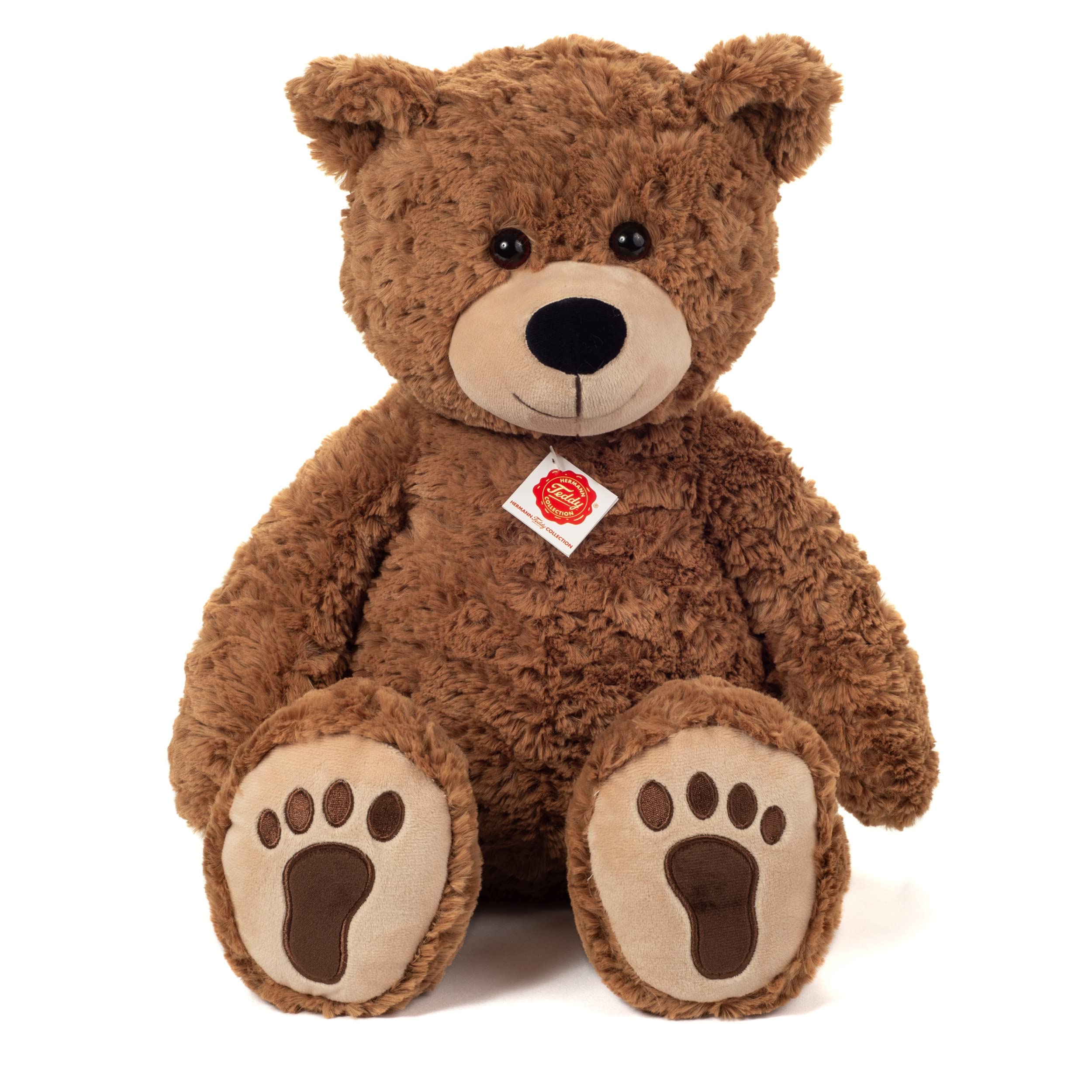 Teddy Hermann 91320 Teddy braun mit Tatzen 55 cm, Kuscheltier | Naturgetreu gestaltet, liebevoll ausgearbeitete Details, ab 0 Monaten, waschbar, weicher Plüsch