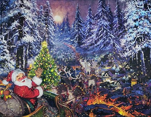 Miniatura 3 de Juego de 2 paneles de cortinas de Navidad para sala de estar, cortinas opacas con estampado de Papá Nochebuena, bolsillo para barra, cortina opaca