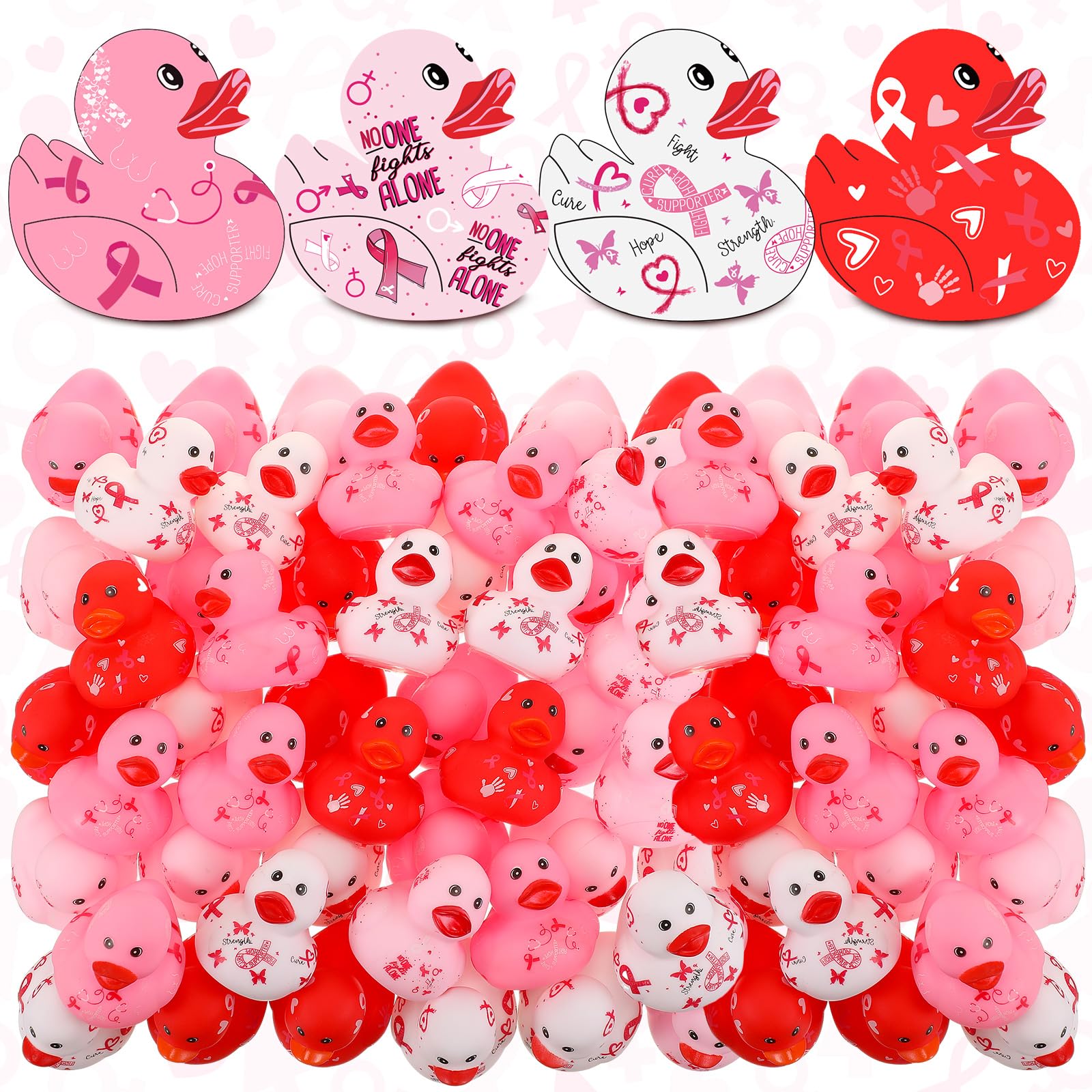 Wettarn 2"Pink Ribbon Rubber Duck Breast Cancer Awareness Gift Hope