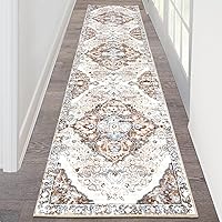 Vista 121 de HEBE - Alfombra de pasillo de 2 x 8 pies, lavable, vintage, envejecida, antideslizante, alfombra de lavandería, alfombra bohemia para pasillos