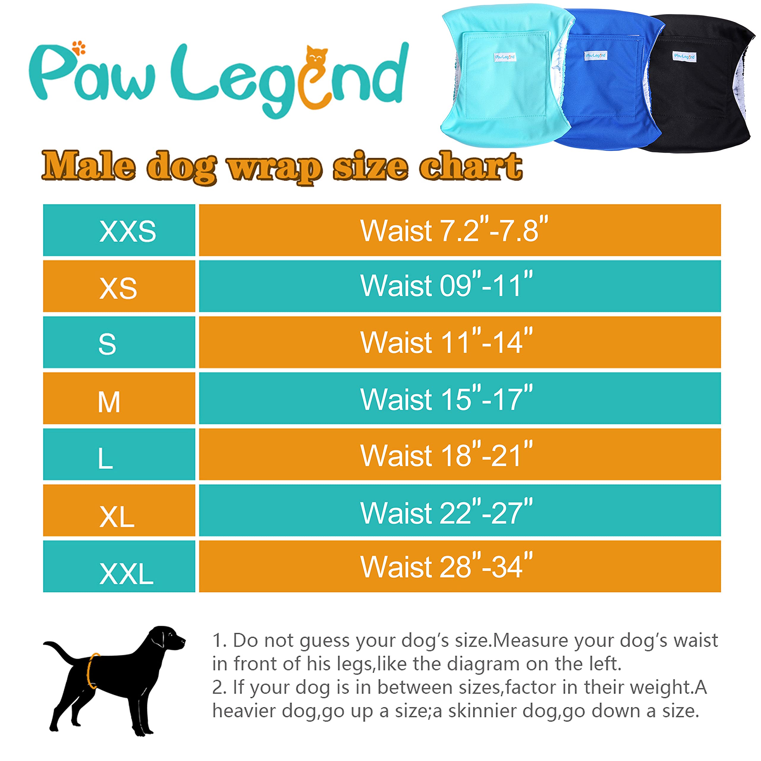 Paw Legend Washable Dog Belly Wrap Diapers For Male Dog