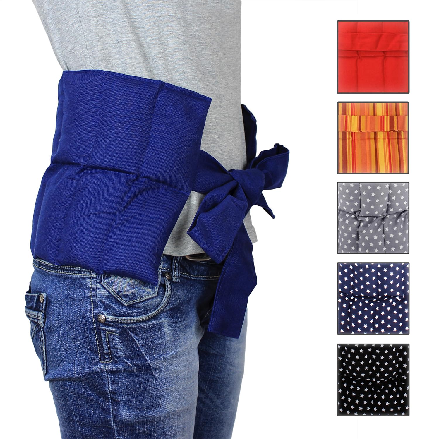 Coussin En Grains Avec Rubans - Oreiller Chauffant Remplis De Blé Thermique Différentes Couleurs Pour Le Chauffage Et Refroidissement (Bleu)