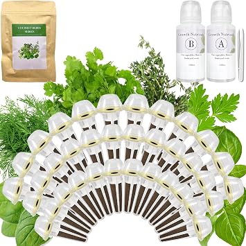 Gourmet Herb Seed Pod Kit for AeroGarden, idoo, Ahopegarden, MUFGA with Basil, Parsley, Thyme, Mint, Cilantro, Dill, Oregano - Compatible with All Hydroponics 36-Pod