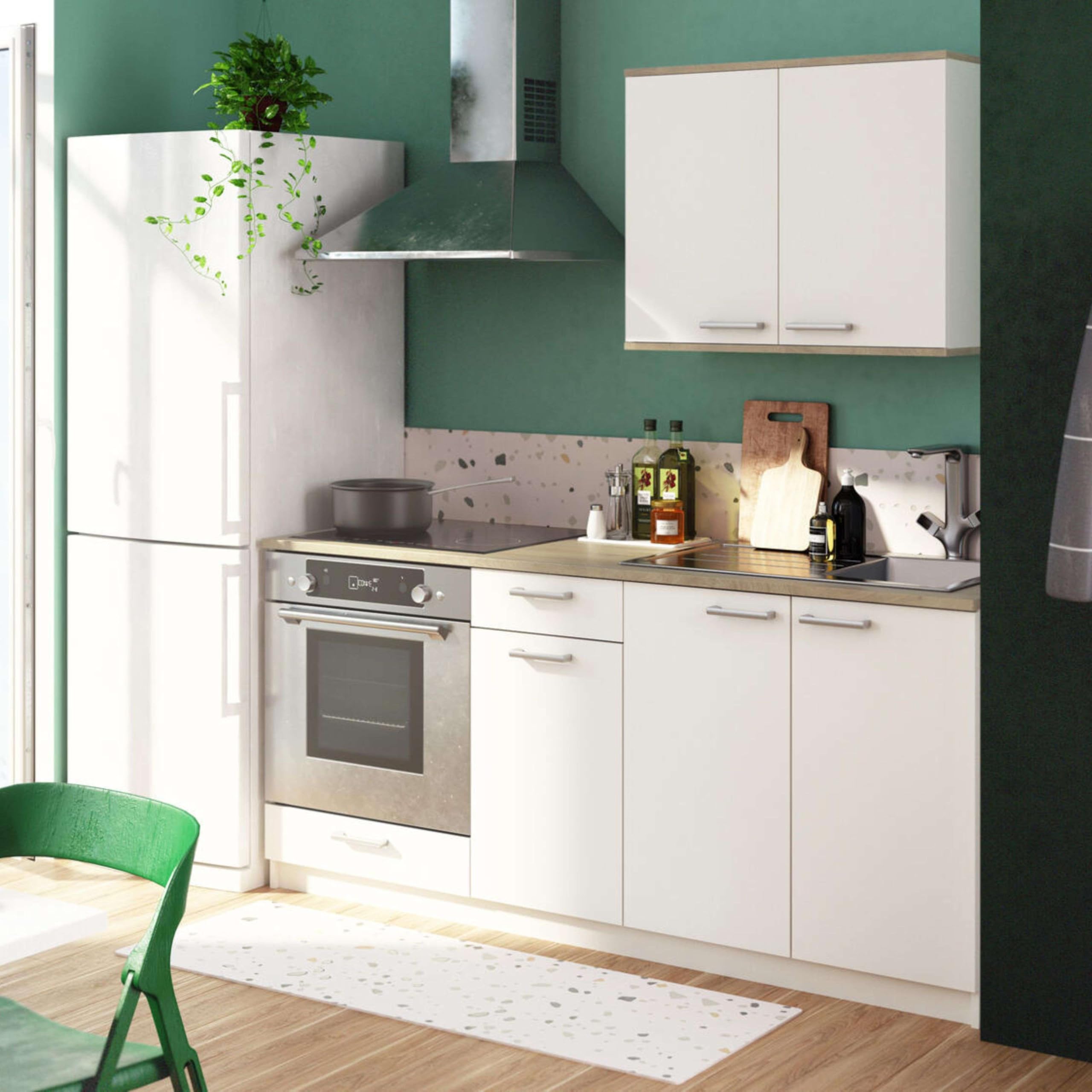 Miroytengo Módulo Inferior Cocina Cooking, Armario Cocina 3 Puertas 2 Cajones Blanco 85x180x60 cm