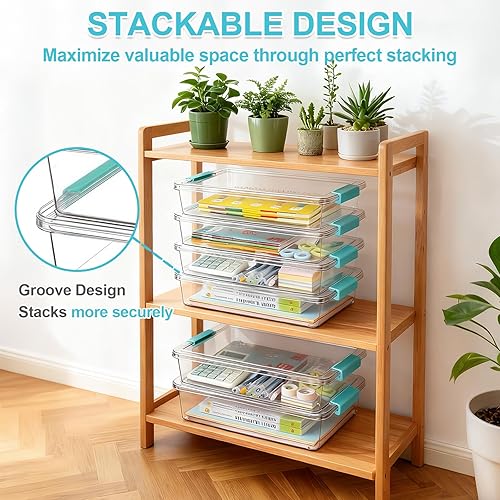 Miniatura 4 de Contenedores de almacenamiento de plástico transparente de 6 cuartos con tapas, organizadores y almacenamiento de manualidades, contenedores