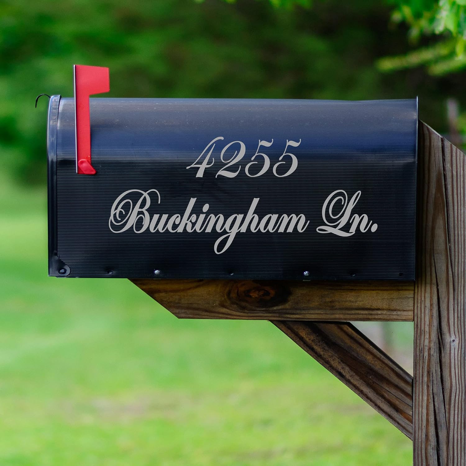 VWAQ Custom Mailbox Decals With Street Address & Street Name Personalized Set of Mailbox Decals CMB5 (Black, 13 Inch X 6 Inch)