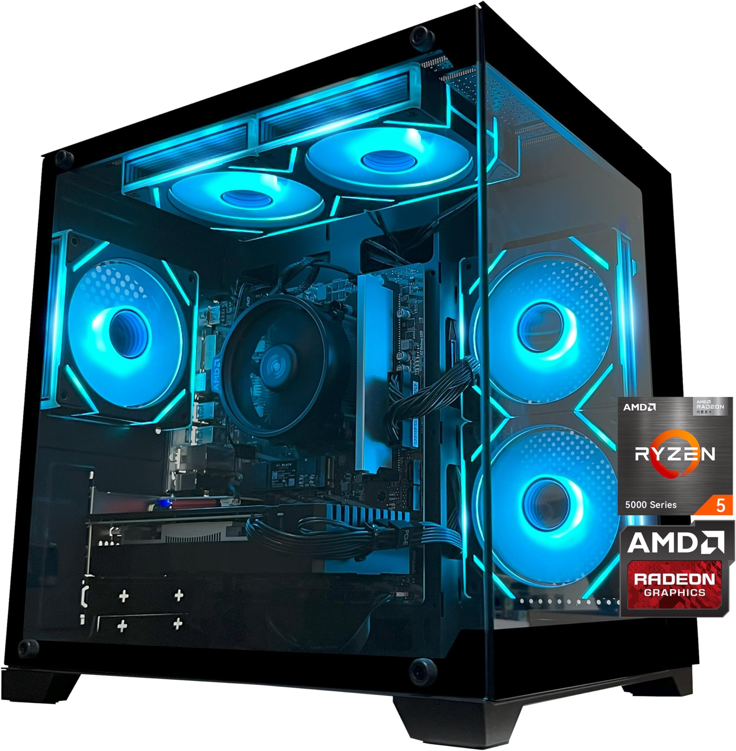 – Gaming PC Desktop Computer, AMD Ryzen 5 5500, RX6500XT 4GB Graphics, 16GB DDR4 RAM, 512GB NVMe SSD, ARGB Fans Game Design Office Console,Sea View Room,Prebuilt Gaming PC Tower Stick PCs (MX570)