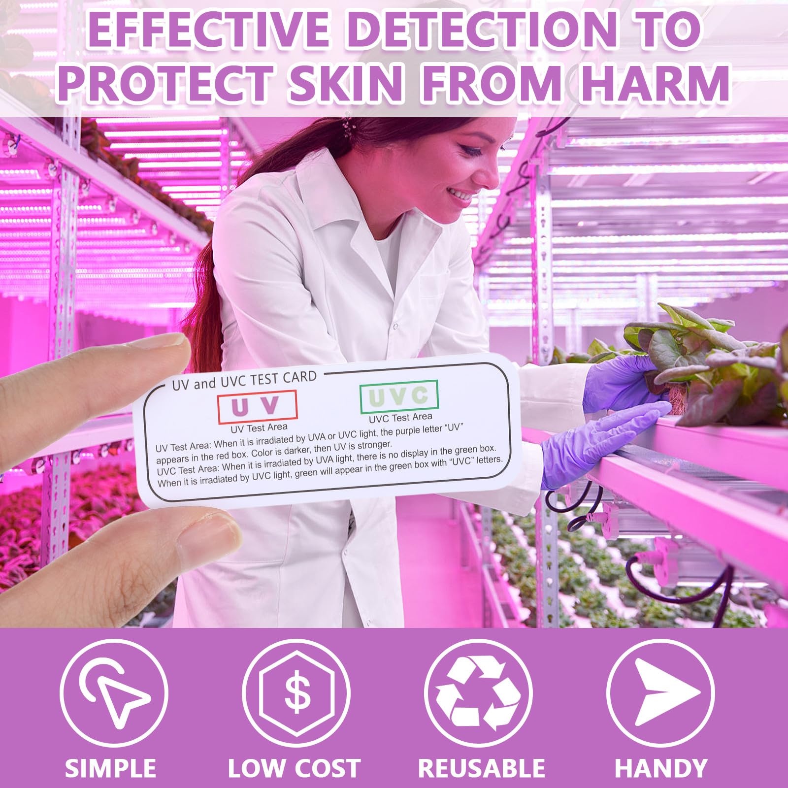 POPETPOP Schede di Uvc-uva Riutilizzabili 6 Pezzi, Misuratore UV per Rettili, Strumenti di Test UV e Uvc Compatti per Terrari e Verifica Intensità Raggi Ultravioletti
