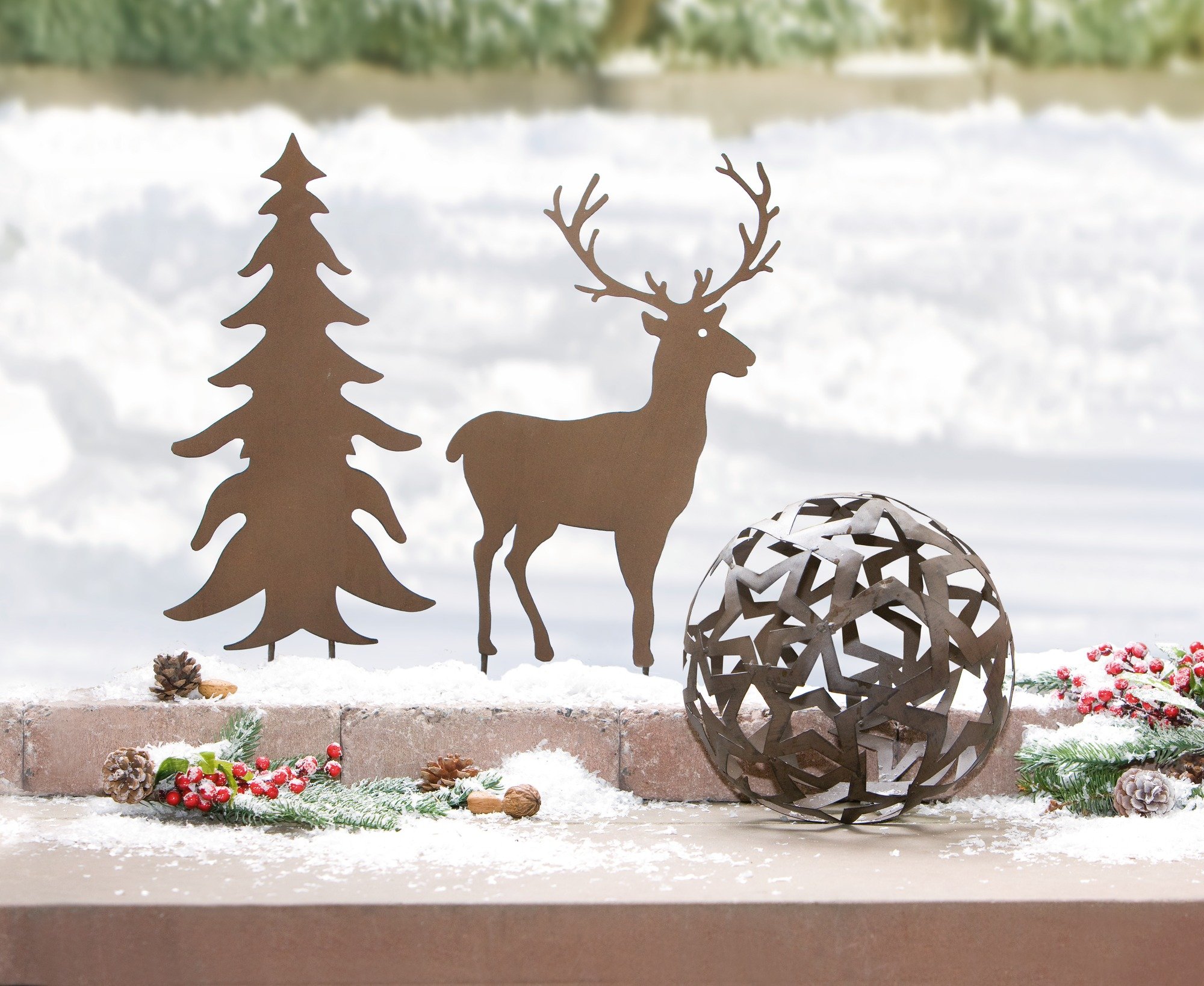 FRANK FLECHTWAREN Gartenstecker Hirsch – Metall, Rostoptik, 24 X 40 Cm (55 Cm Gesamthöhe)