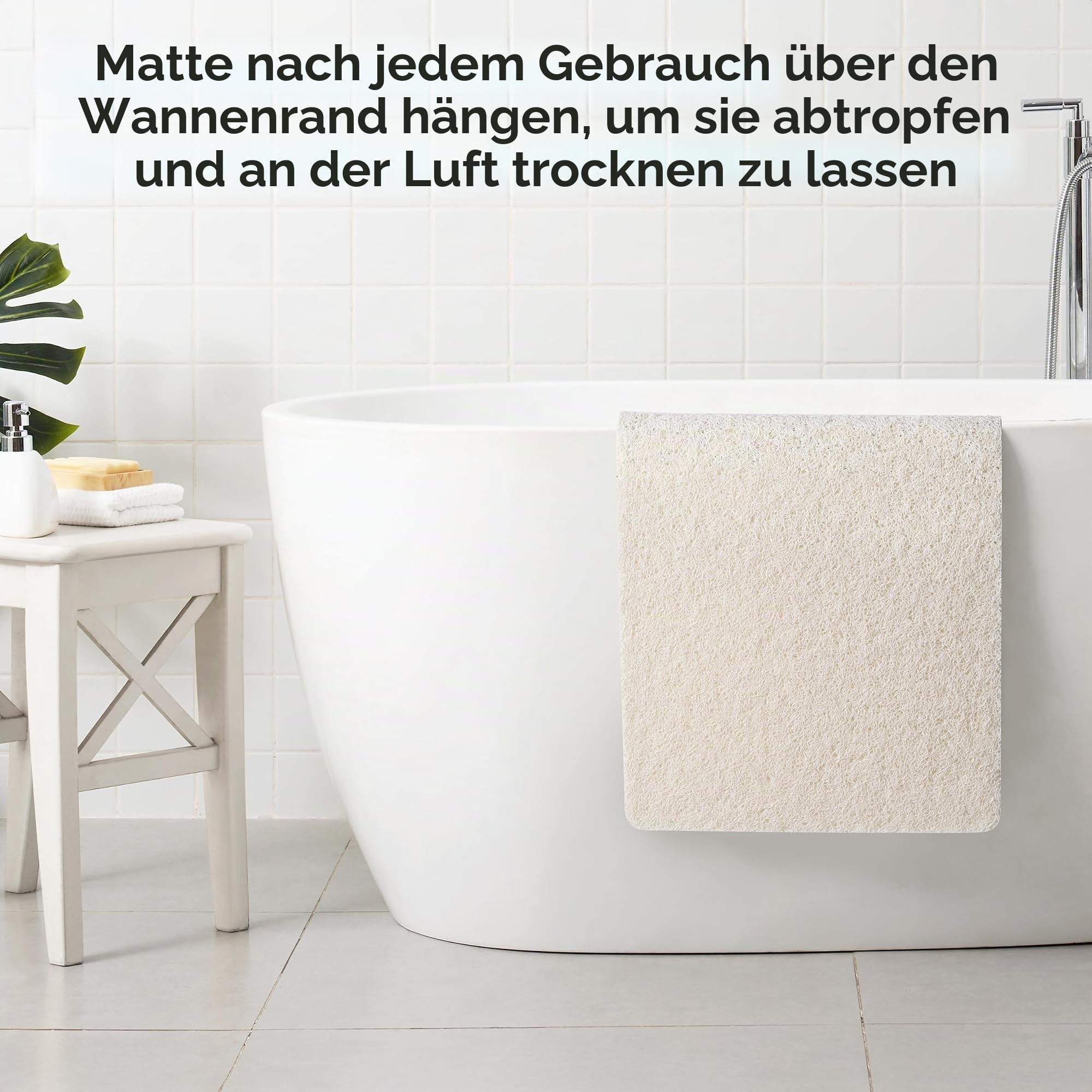 Asvin Weiche, strukturierte Badematte, ca. 60 x 81 cm, phthalatfrei, rutschfeste Komfort-Badewannenmatten mit Ablauföffnungen, PVC-Luffa-Badezimmermatte für Nassbereiche, schnell trocknend