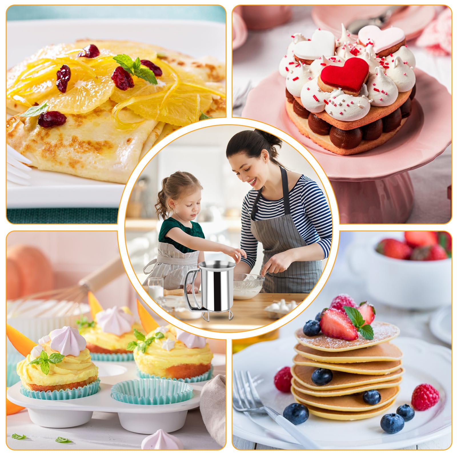 Dispensador de Masa Magdalenas, 800ML Dispensador de Masa para Panqueques, de Tortitas y Crepes Dispensador,Dispensador Cupcakes Dispensador