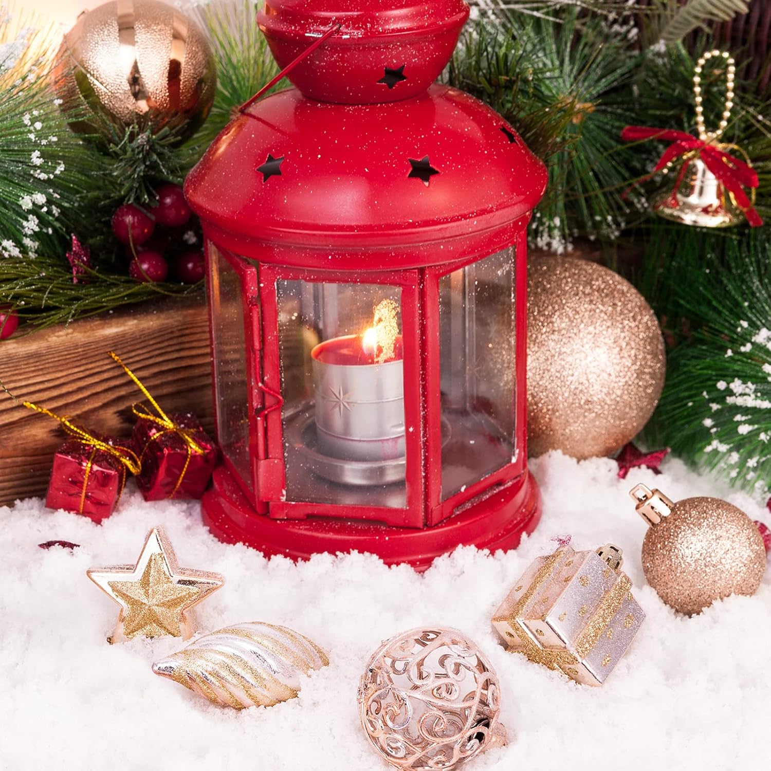 Christmas Balls Tree Ornament Set Shatterproof Assorted Hanging Decorations in a Hand-held Gift Package for Xmas Tree Decor（72ct, Champange） - Image 3