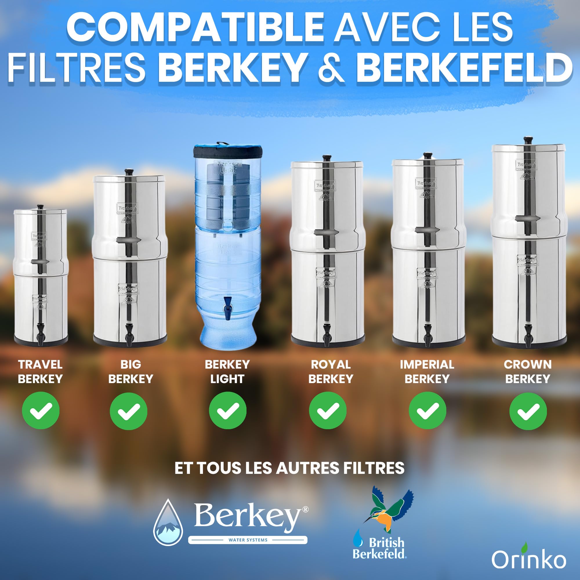 Cartouches Filtrantes x4 pour Filtre à Eau par Gravité – Compatible avec Filtre Berkey et Berkefeld – Cartouche pour Filtre à Eau Haute Performance – Purification Efficace de l'Eau – Certifiées NSF