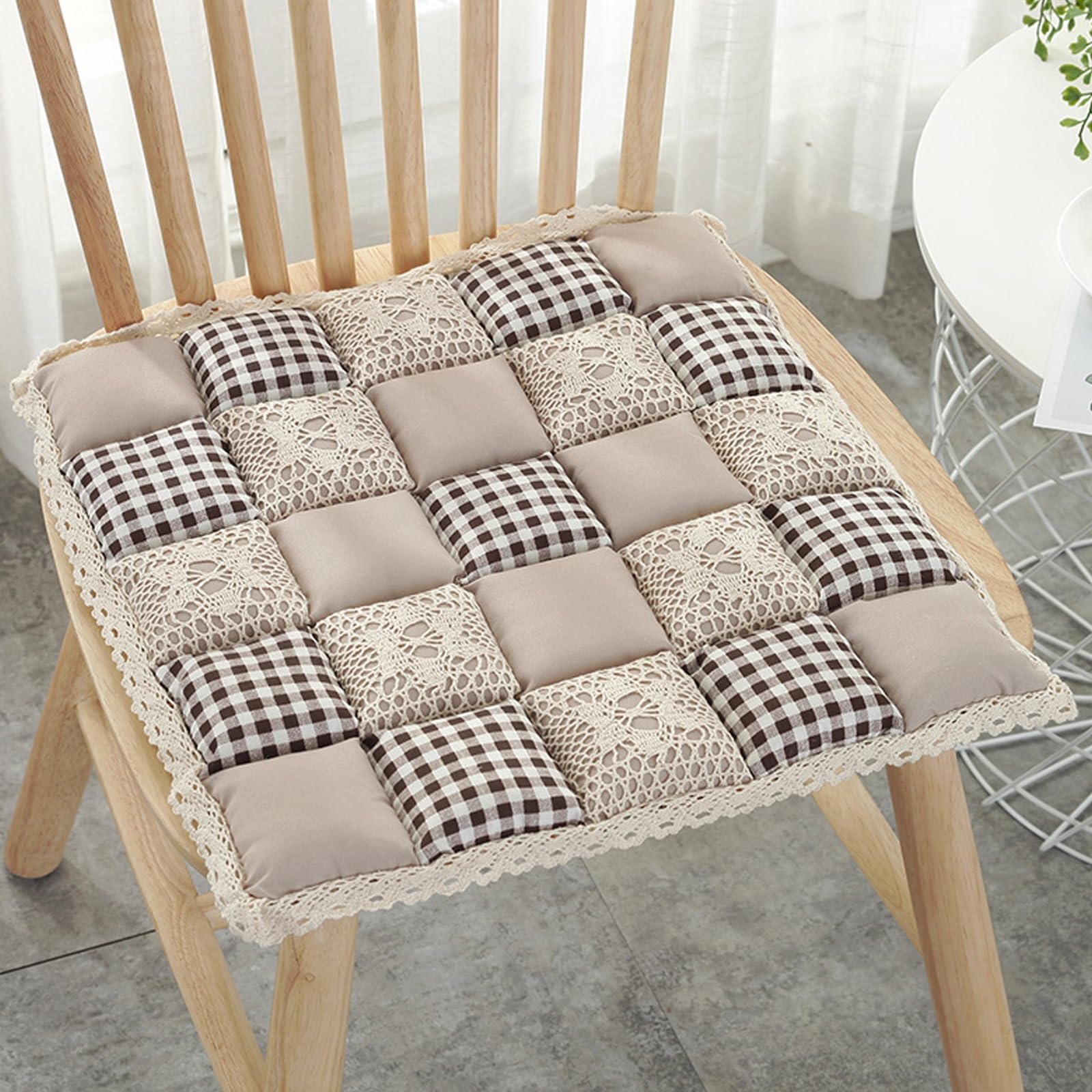 Coussin de chaise pour jardin et cuisine de taille 42x42 cm avec liens