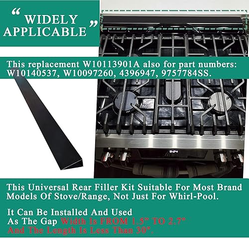 Miniatura 7 de Kit de moldura de relleno trasero para estufa o cocina deslizante de 30", tira de llenado universal para el espacio entre la estufa deslizante y la