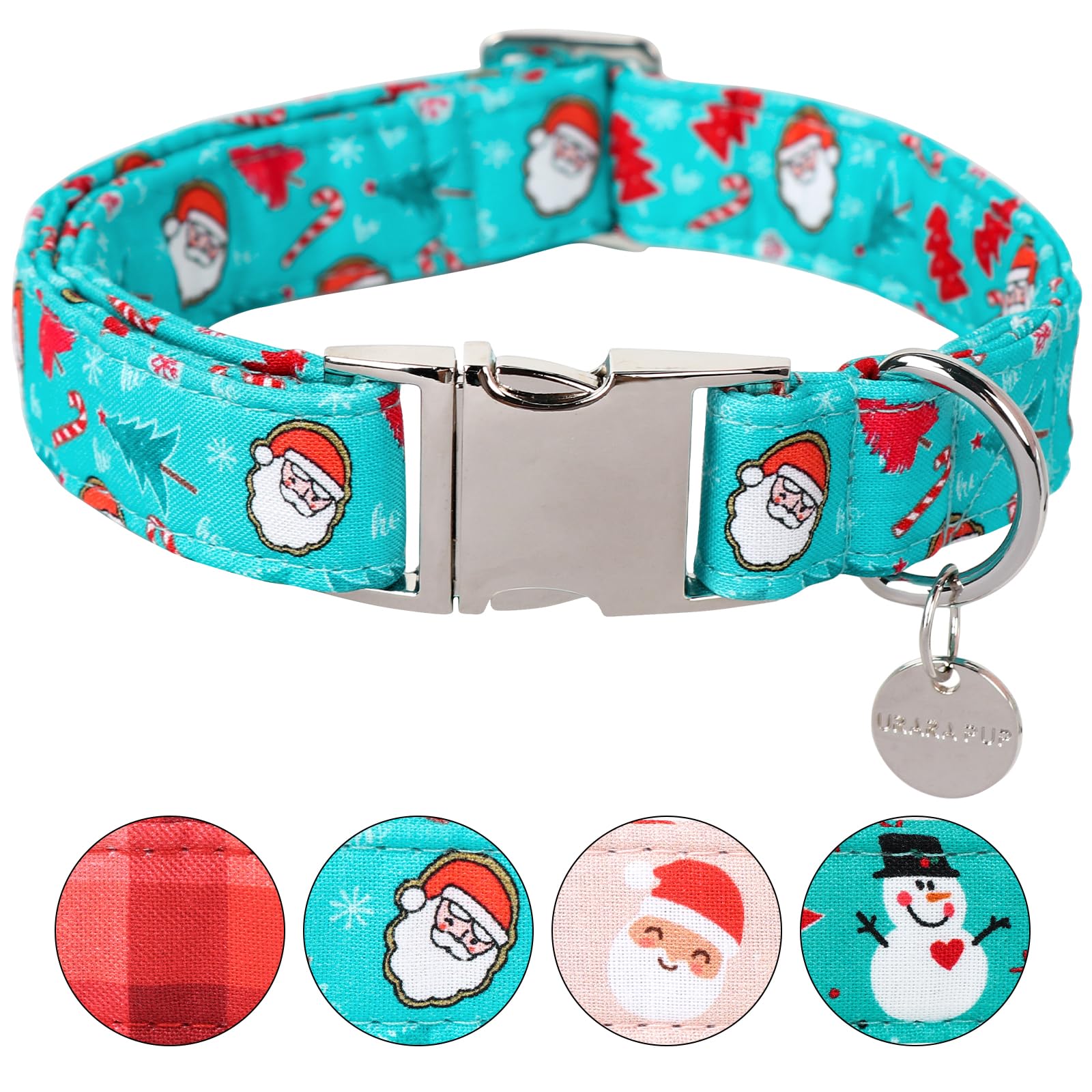 UP URARA PUP Christmas Dog Collar, Christmas Collar for Puppy Girl Boy Dog or Cat, Holiday Dog Collar with Durable Metal Buckle, Cute Pet Collar, S